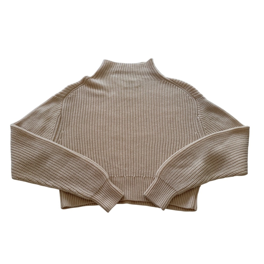 Aritzia Wilfred Montpellier 100% Merino Wool Cream Mock Neck Sweater Size M - Picture 2 of 7